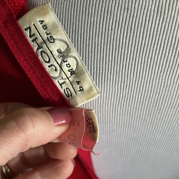 Vintage St. John knit dress red long sleeves size 6 - Picture 2 of 16